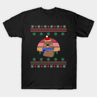 Santa Bear Faux Ugly Christmas Sweater Funny Holiday Design T-Shirt